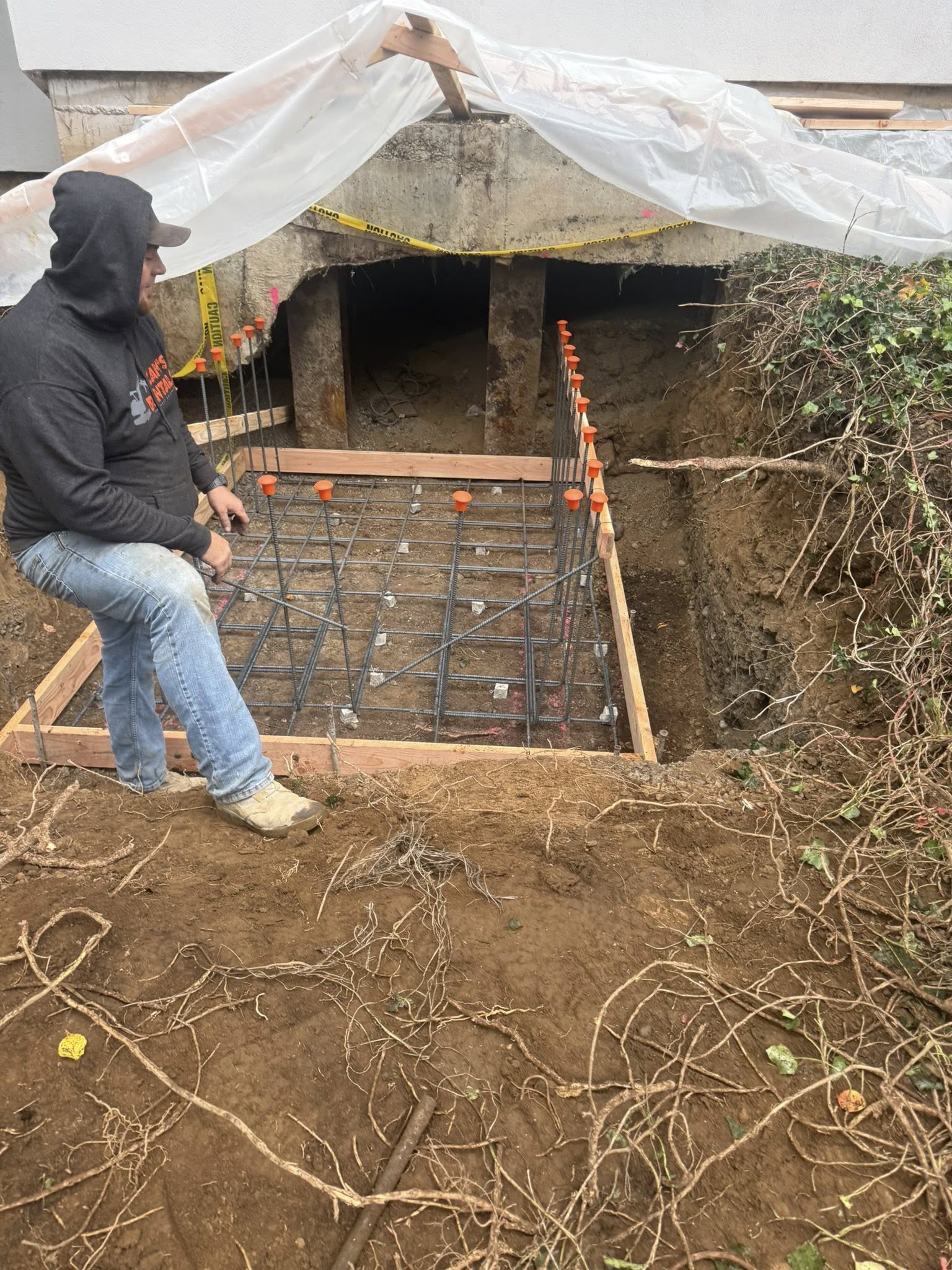 Concrete footings foundation