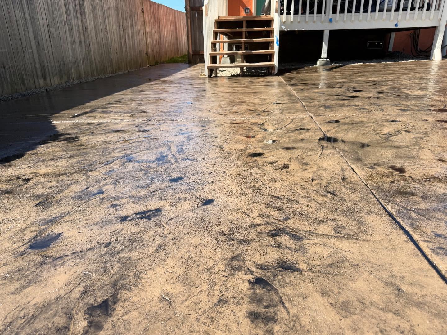 Finished stamped concrete patio